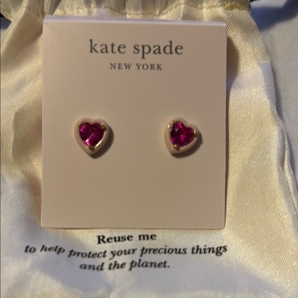 NWOT-Kate Spade Pink Heart Earrings